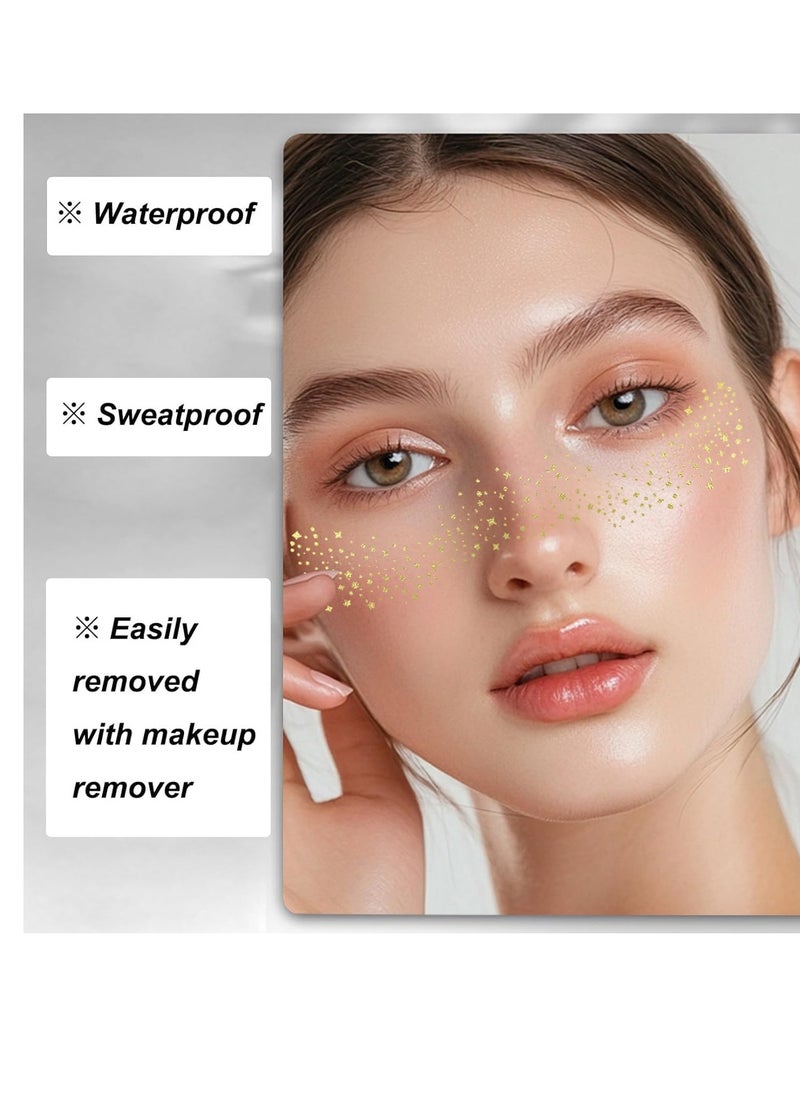GMaxit - Glitter Freckles Face Tattoo, 6 PCS Makeup Patches,Gold Face Glitter Makeup Speckles,Glow Up Makeup Patches,Face Glitter Speckles Patches - Image 1