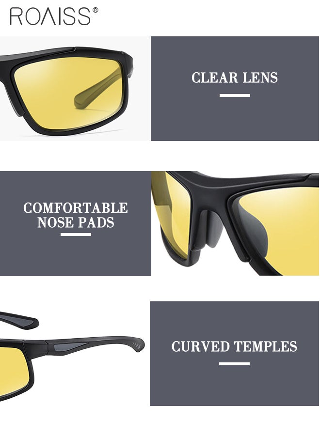 roaiss Polarized Night Driving Glasses for Men and Women, Ultralight Wrap Around Shades, Night Cycling Sunglasses with Replacement Lenses for Driving, Cycling, Fishing, Hiking - Image 5