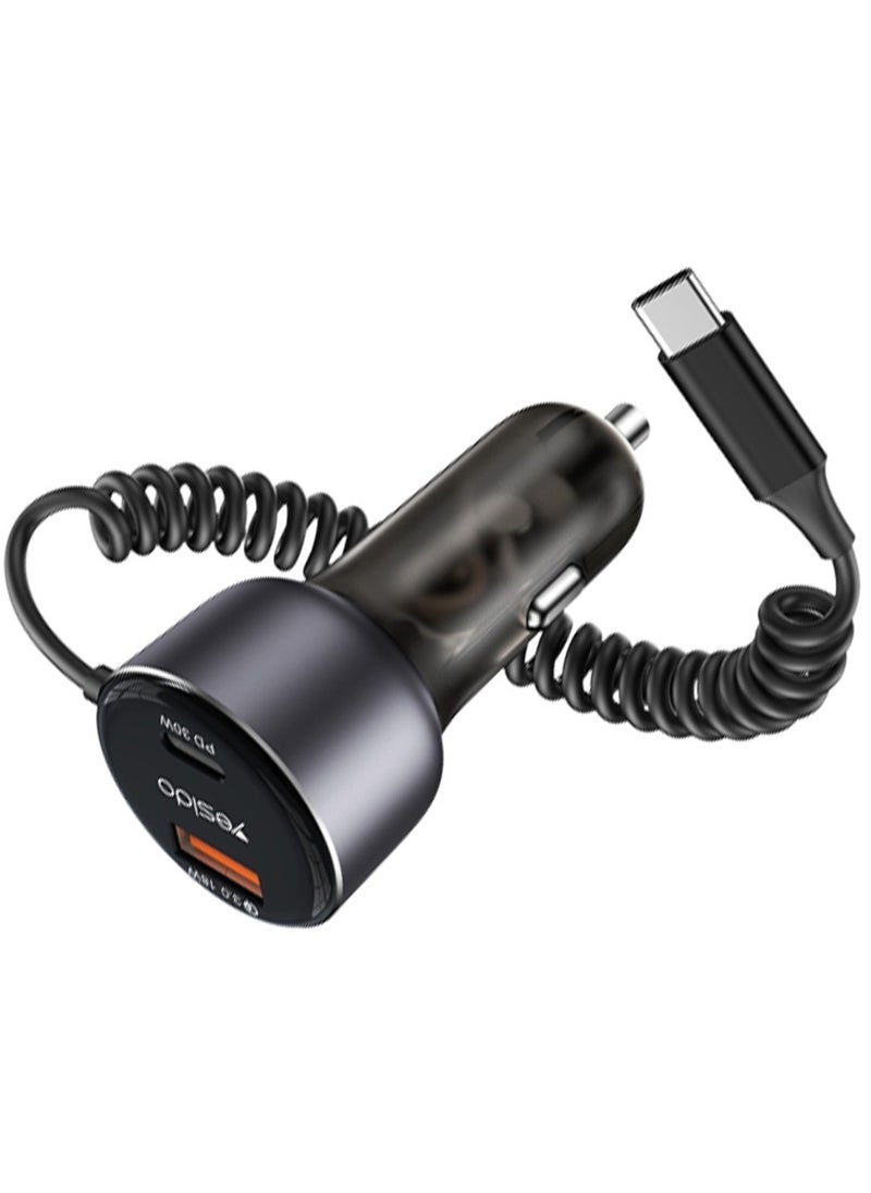 Yesido PD 30W Type-C, QC3.0 18W US-A Car Charger  - Image 1