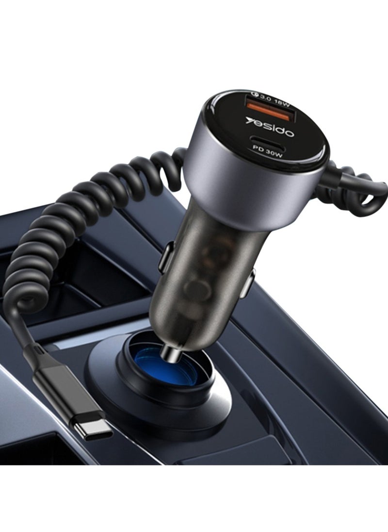 Yesido PD 30W Type-C, QC3.0 18W US-A Car Charger  - Image 4