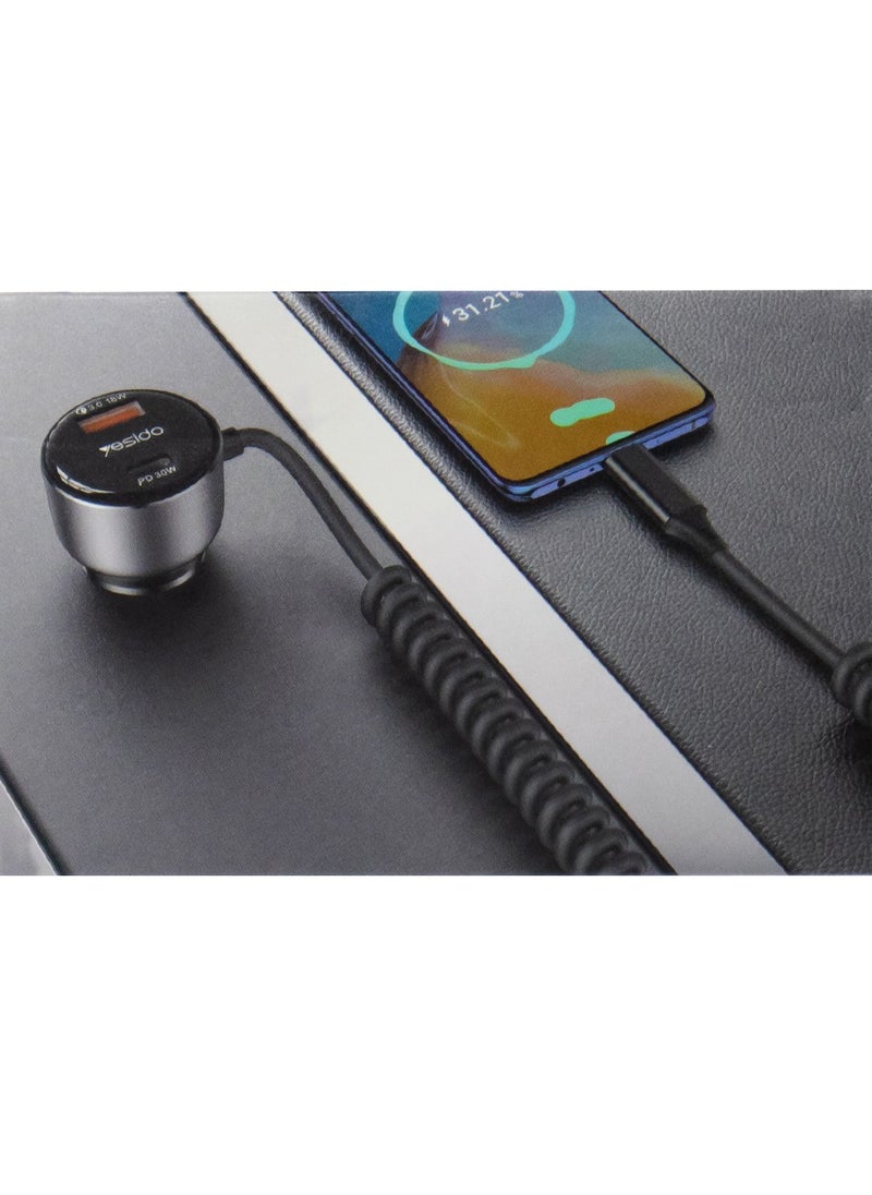 Yesido PD 30W Type-C, QC3.0 18W US-A Car Charger  - Image 5