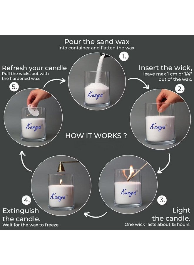 kunya DIY Sand Wax Powder Candle Making Kit, with Natural Coconut Shell Refillable Beaded Pearled Candle All Natural Reusable Candle Self Extinguish Candle for Home Decor (500 GM) - Image 3
