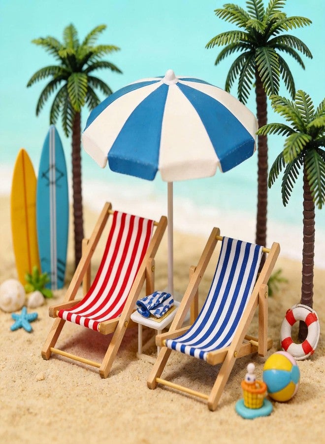 CHAMBERY 1:12 Scale Miniature Beach Chair 2Pcs Dollhouse Outdoor Furniture Accessories - Image 3