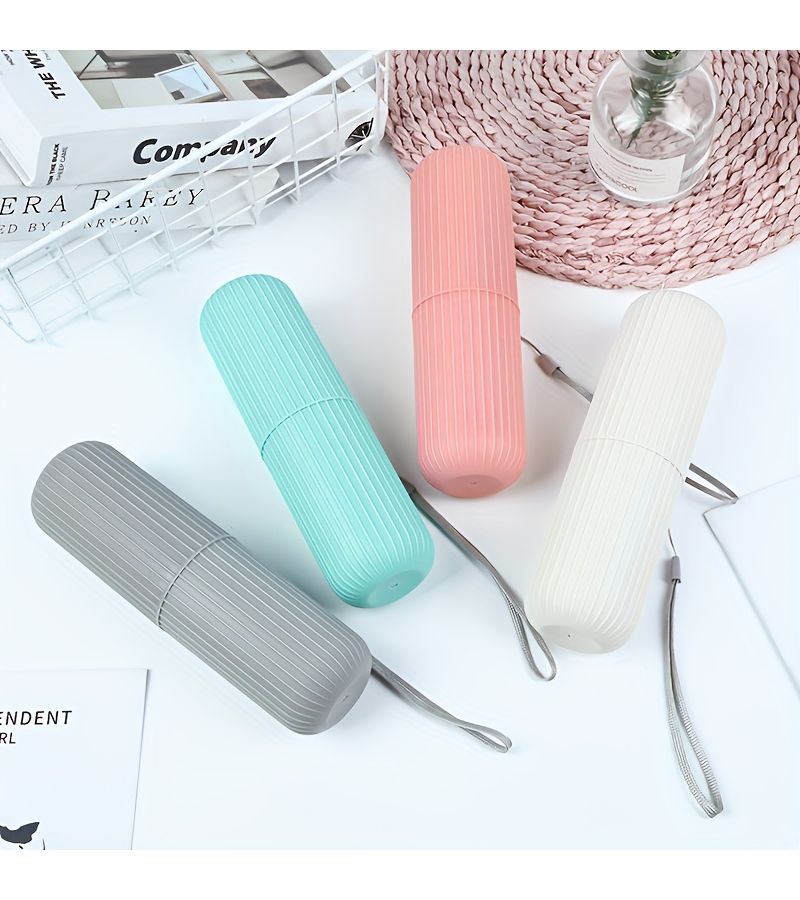 Grey Travel Toiletries Cup Set Portable Mouthwash Storage Box Electric Toothbrush Case Dual Use - Image 3