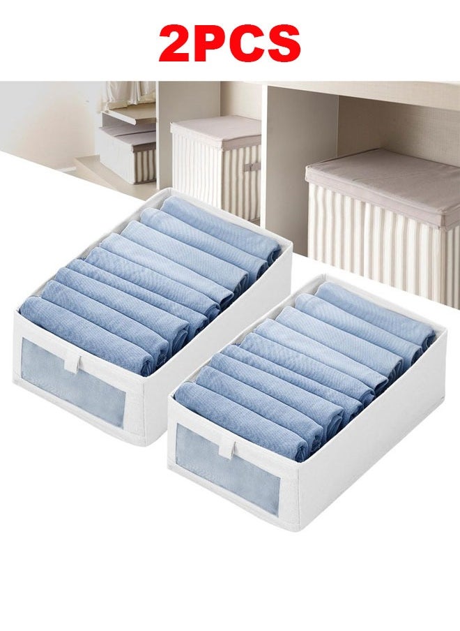 BOUND MOAT - 2pcs Wardrobe Clothes Organizer Foldable Visible Drawer Closet Organizers with Mesh Window and Handle Washable Drawer Box for Clothing, T-Shirt, Pants, Toys & Books - Image 1