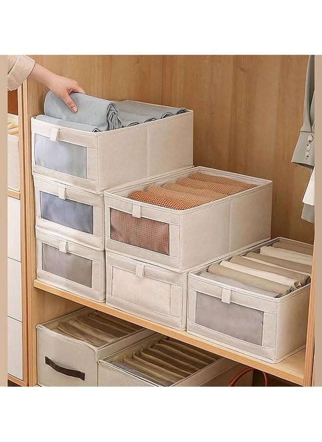 BOUND MOAT - 2pcs Wardrobe Clothes Organizer Foldable Visible Drawer Closet Organizers with Mesh Window and Handle Washable Drawer Box for Clothing, T-Shirt, Pants, Toys & Books - Image 1