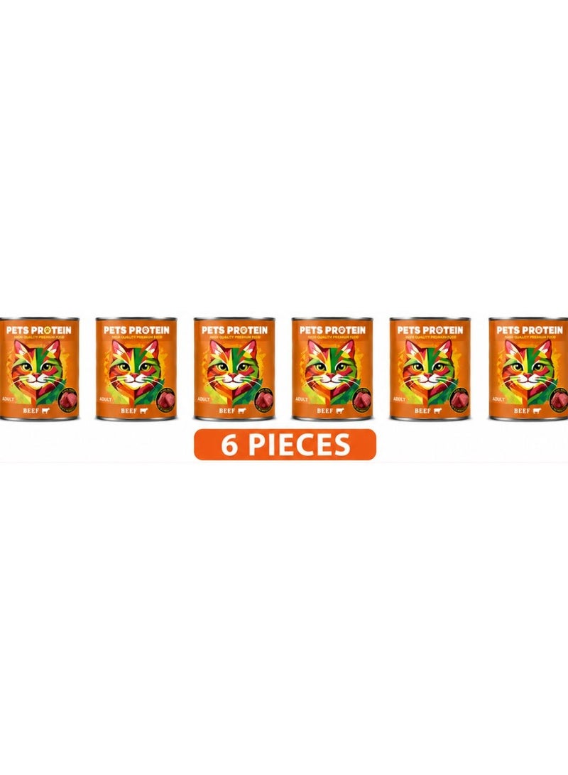 Pets Protein Adult Wet Cat Food with BPets Protein Adult Wet Cat Food with Beef 400g Pack of 6 Cans Pets Zoneeef 400g – Pack of 6 Cans | Pets Zone - Image 1