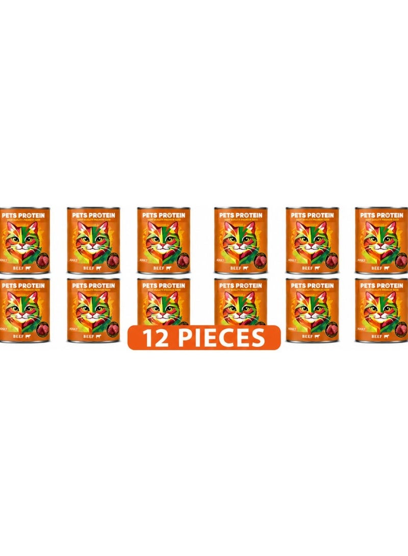 Pets Protein Adult Wet Cat Food with BPets Protein Adult Wet Cat Food with Beef 400g Pack of 6 Cans Pets Zoneeef 400g – Pack of 6 Cans | Pets Zone - Image 2