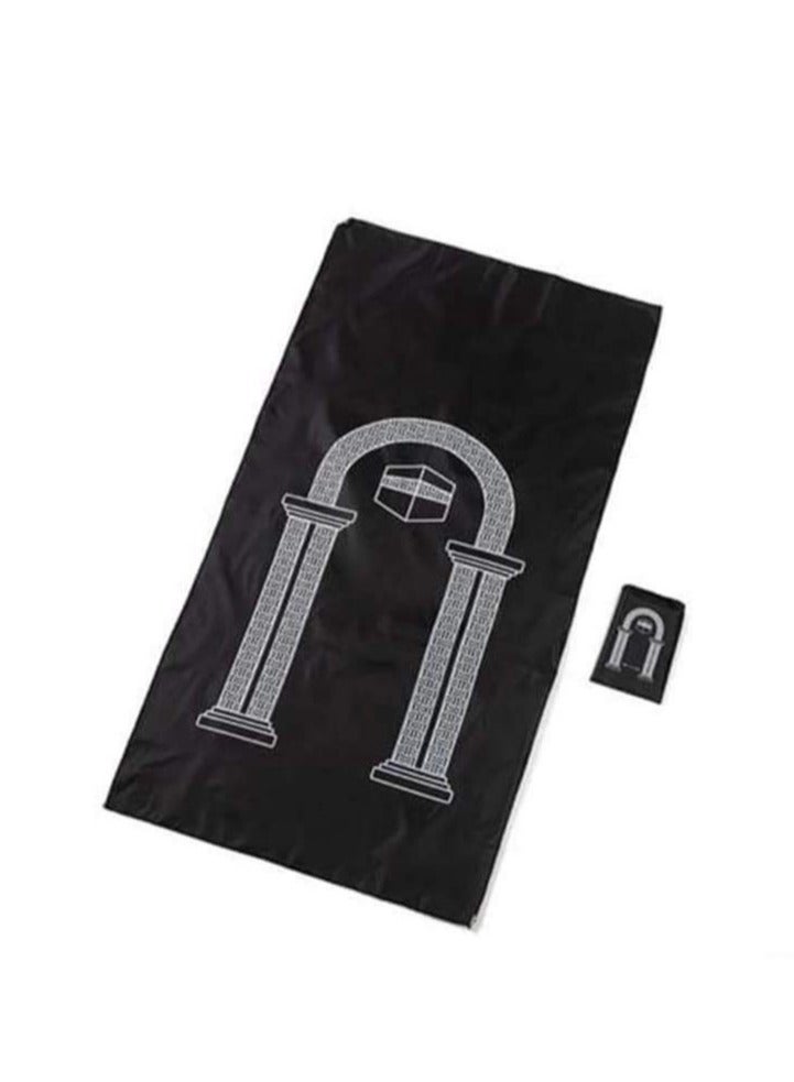 سجادة صلاة للجيب مع جراب لون اسود