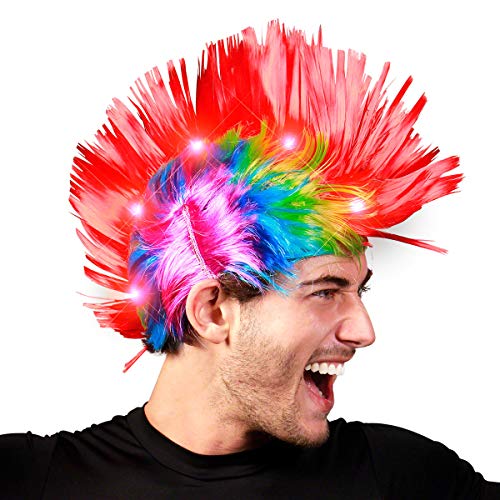 FlashingBlinkyLights Punk Rock Mohawk Light Up Wig with Blinking Red LEDs - Image 2