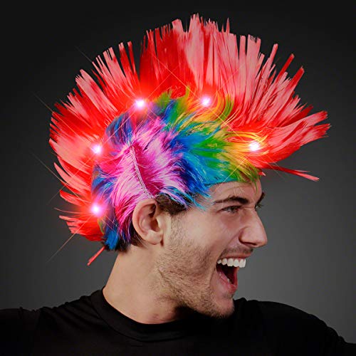 FlashingBlinkyLights Punk Rock Mohawk Light Up Wig with Blinking Red LEDs - Image 3