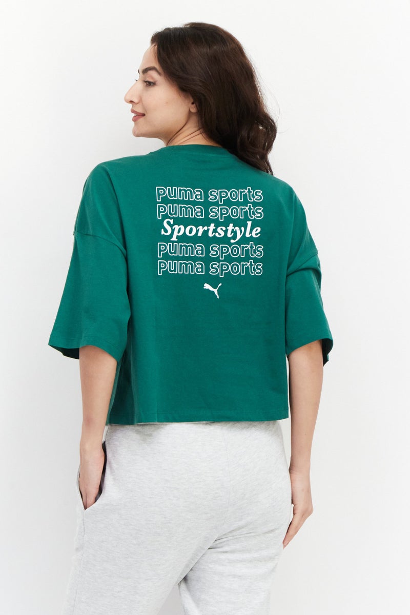 PUMA Women Sportswear Fit Short Sleeves Running Tops, Green  - Image 3