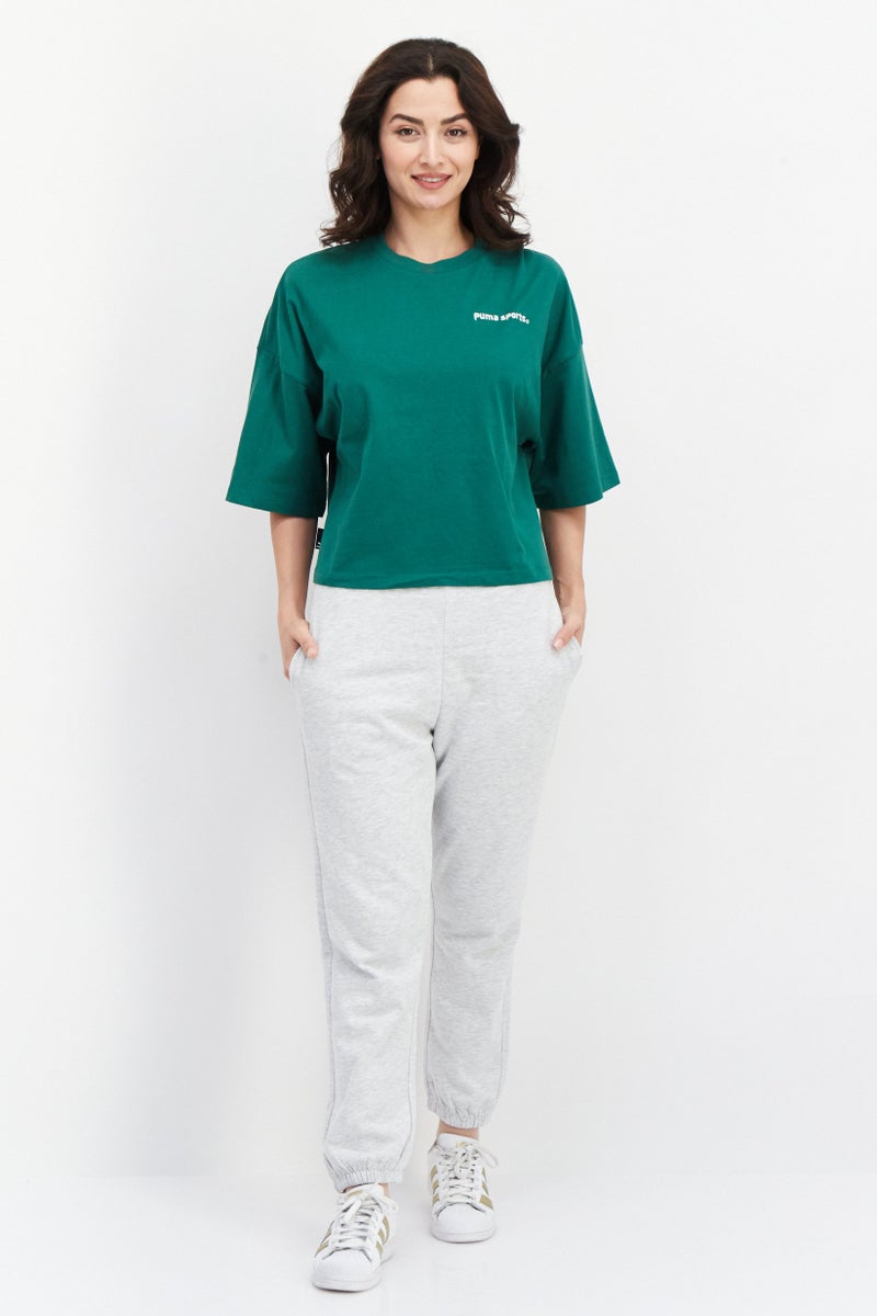 PUMA Women Sportswear Fit Short Sleeves Running Tops, Green  - Image 4