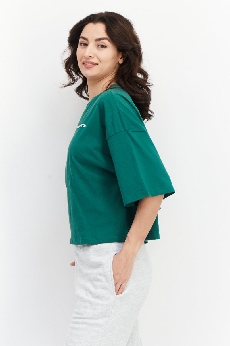 PUMA Women Sportswear Fit Short Sleeves Running Tops, Green  - Image 2