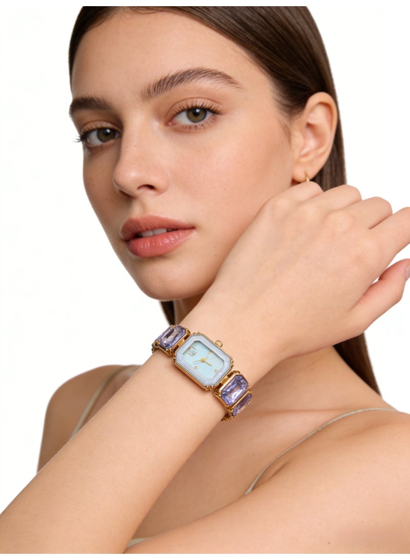 سواروفسكي Swarovski Millenia Octagon Crystal Watch - Light Blue & Purple Gold-Tone Ladies' Quartz Wristwatch (Model: 5729722) - Image 2