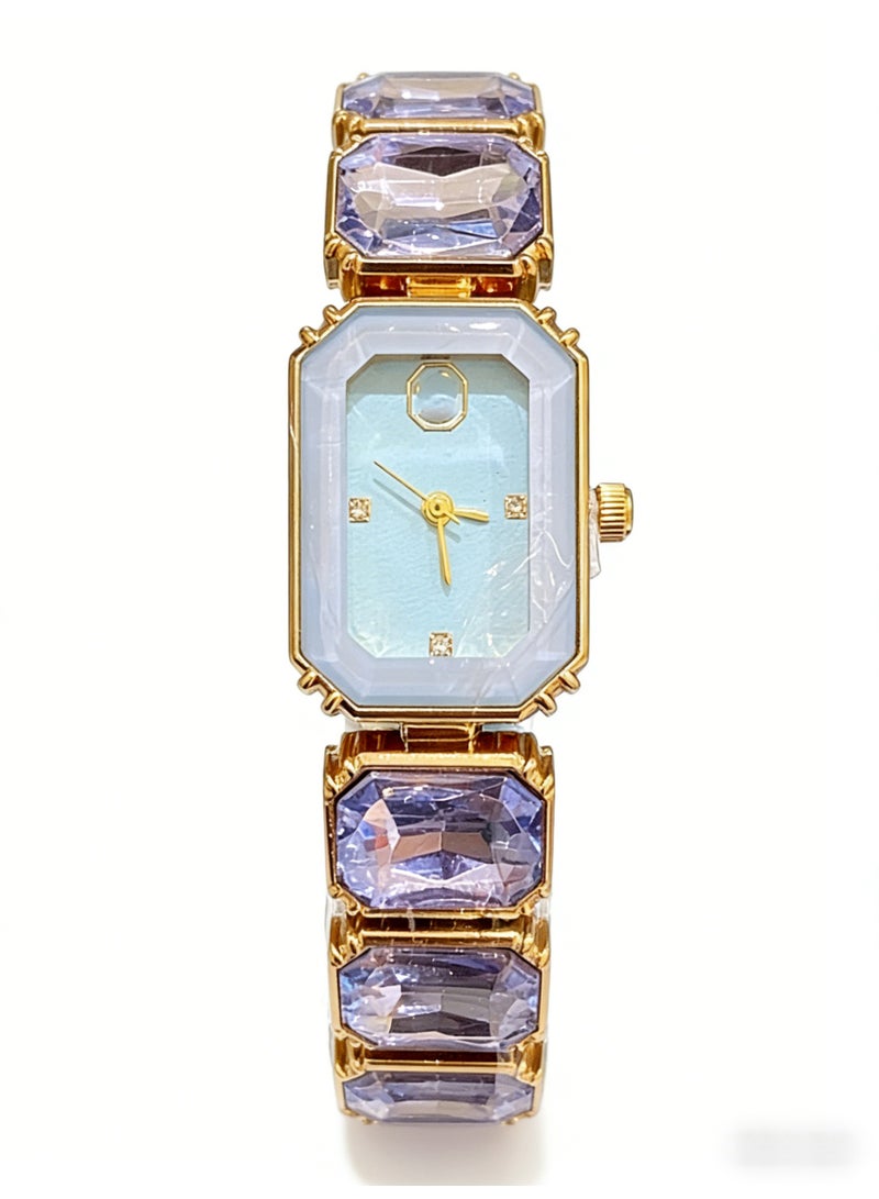 سواروفسكي Swarovski Millenia Octagon Crystal Watch - Light Blue & Purple Gold-Tone Ladies' Quartz Wristwatch (Model: 5729722) - Image 1