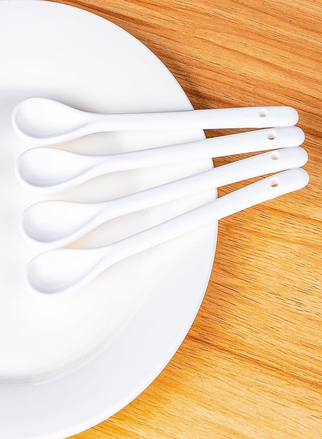 Voeveca White Long Handle Porcelain Spoons Coffee, Tea, Yogurt and Ice-cream, Cutlery Fitting Ceramic Spoons 5.9 Inch Set of 10 (10, 6.7 inch) - Image 2