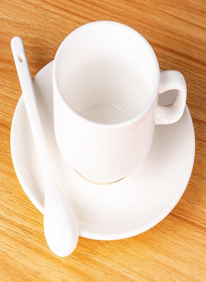 Voeveca White Long Handle Porcelain Spoons Coffee, Tea, Yogurt and Ice-cream, Cutlery Fitting Ceramic Spoons 5.9 Inch Set of 10 (10, 6.7 inch) - Image 4