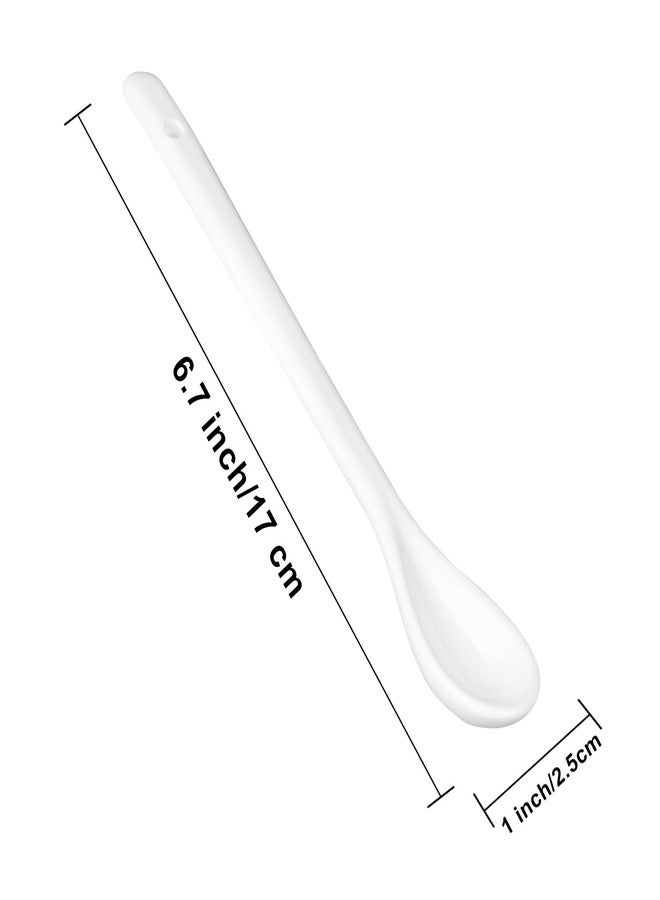 Voeveca White Long Handle Porcelain Spoons Coffee, Tea, Yogurt and Ice-cream, Cutlery Fitting Ceramic Spoons 5.9 Inch Set of 10 (10, 6.7 inch) - Image 3