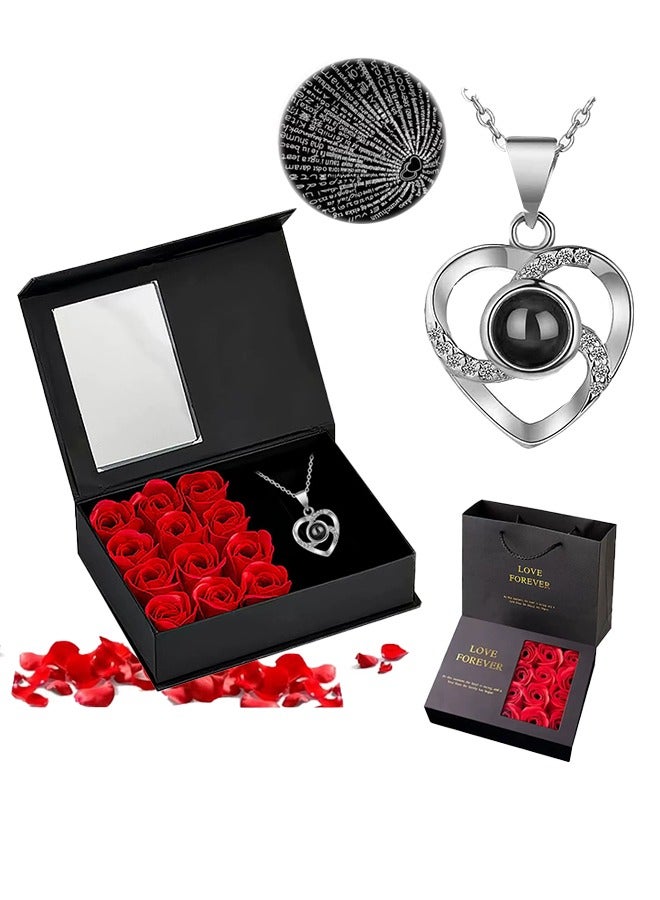 Unewshi 8 Long Lasting Preserved Roses with Necklace -in Jewelry Box for Mom Girlfriend Wife On Valentines Day Mothers Day Birthday Anniversary Romantic Gifts, Creative Gift Box,Romantic Gifts for Her  - Image 1