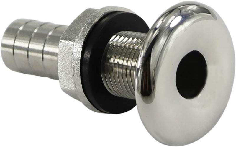 keehui 316 Stainless Steel Durable Combo Stainless Steel Thru-Hull Fitting w/Nut with Custom Gasket Boat Plumbing Fittings for Boats, Yachts, Marine - Image 1