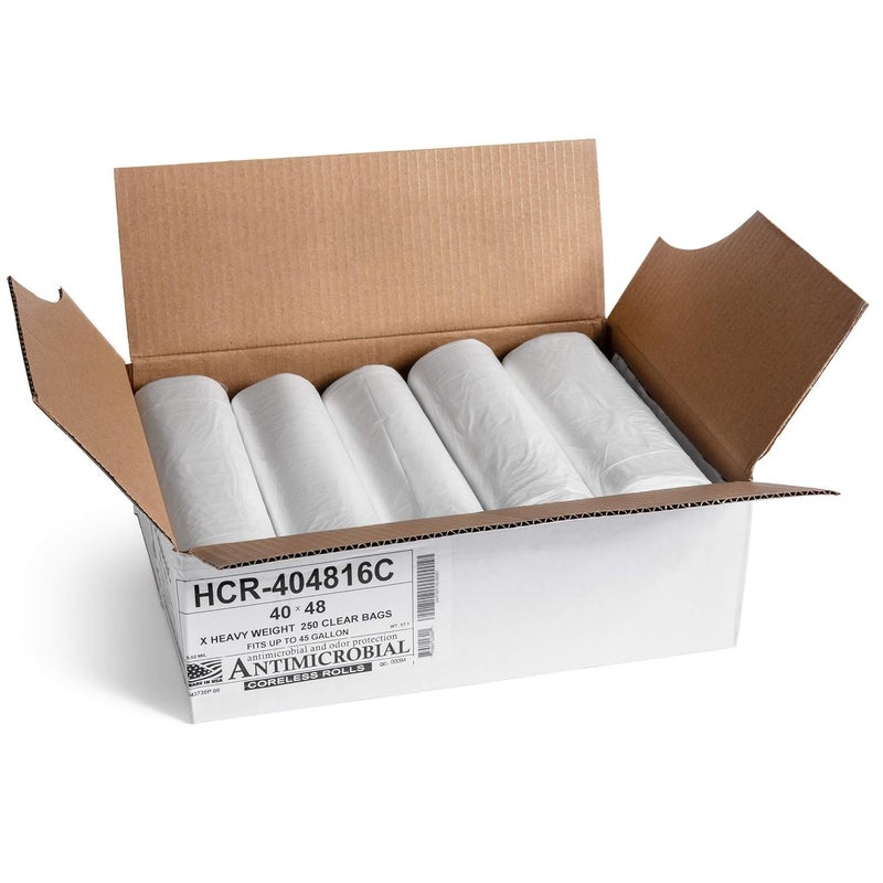 Aluf Plastics 45 Gallon Clear Trash Bags 40" x 48" - 16 Micron Equivalent High Density Value Garbage Bags, HCR-404816C (Pack of 1, 250 Count Total) - Image 2