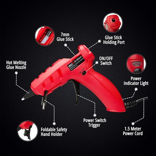 IBELL TOOLS IBELL Glue Gun Gg30-01, 40W, Corded Electric Melt Stick Dia 7Mm, High Temp Heavy Duty Hot Melt Gun Kit With Glue Sticks - Image 2
