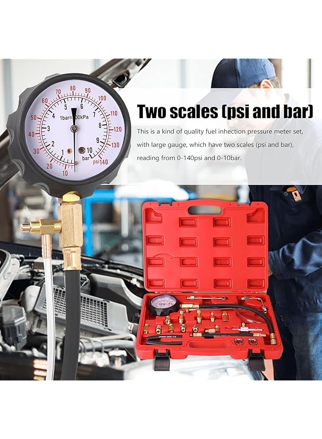 Tu-114 0-140 Psi/0-10 Bar Fuel Injection Pressure Meter Pump Tester Compression Pressure Gauge Gasoline Tu114-1014G - Image 4