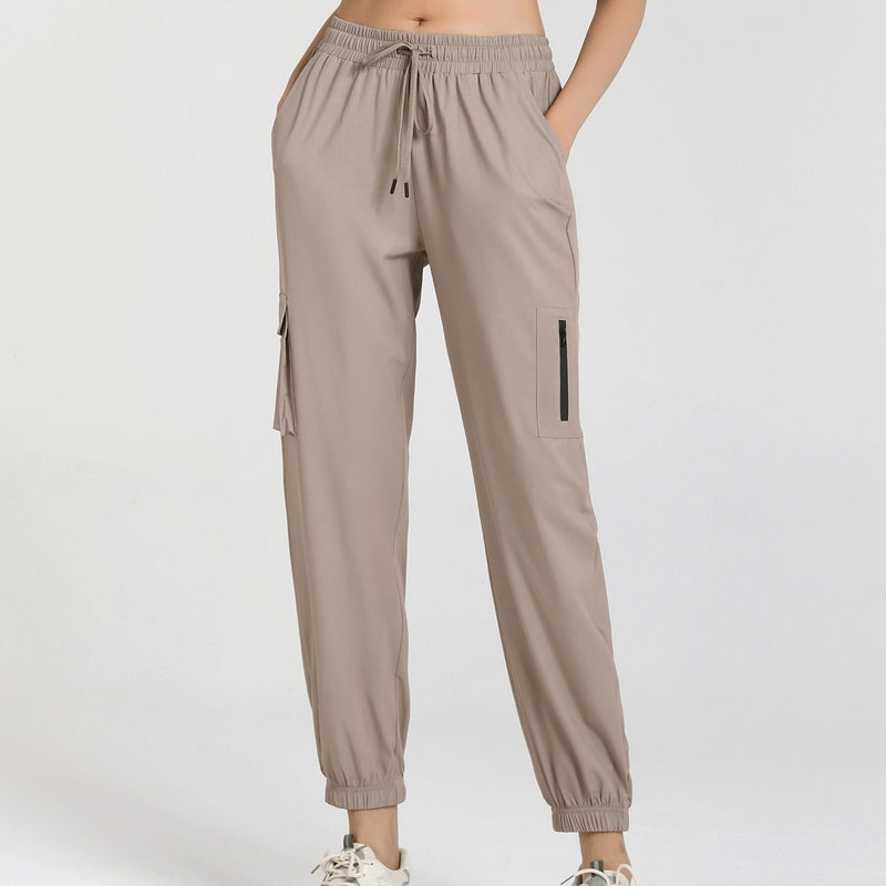 Women Loose Cargo Pants Drawstring Pockets Stretchy Quick-Dry Running Fitness Joggers Pants Yoga Lounging Trousers - Image 4