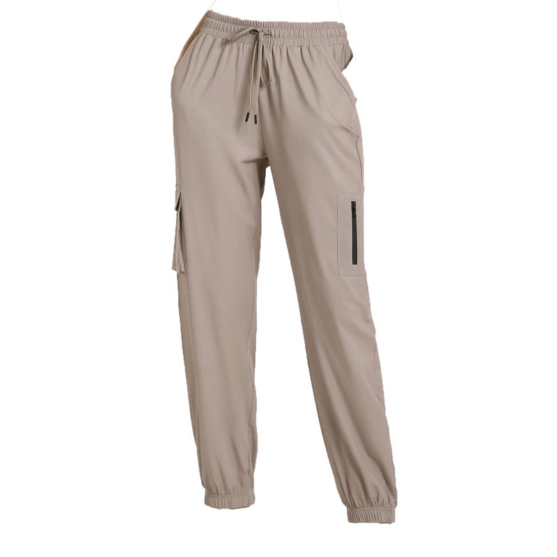 Women Loose Cargo Pants Drawstring Pockets Stretchy Quick-Dry Running Fitness Joggers Pants Yoga Lounging Trousers - Image 1