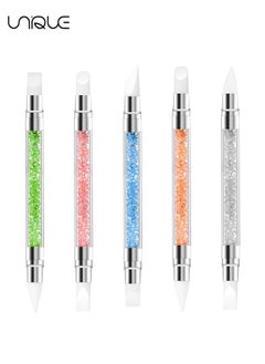 Unique 5 PCS Nail Art Sculpture Pen, Dual Tipped Silicone Nail Tools, Rhinestone Nail Art Pen Sculpting Gel Brushes for Resin Nail Art Tools Design Nails Foil Carving Drawing Effect Shaping  - Image 1