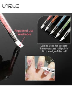 Unique 5 PCS Nail Art Sculpture Pen, Dual Tipped Silicone Nail Tools, Rhinestone Nail Art Pen Sculpting Gel Brushes for Resin Nail Art Tools Design Nails Foil Carving Drawing Effect Shaping  - Image 3