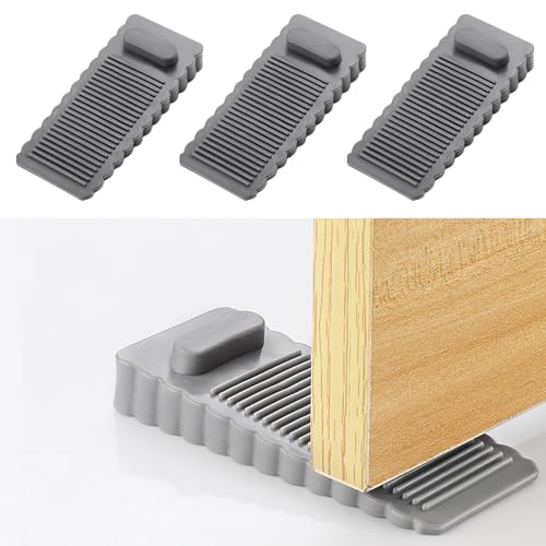 Fapiwen Door Stopper, 3pcs Stackable Non-Slip Door Stopper for Home, Baby Safety Door Wedge Stopper, Door Stop Stoppers Block Wedge Doorstops for Home Office Warehouses Classrooms (Grey) - Image 1
