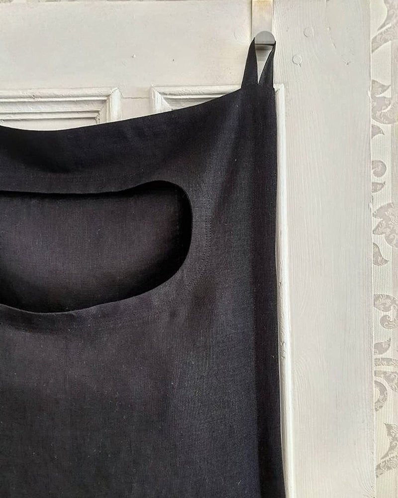 INDIAN DECOR 91339 Door Hanging Laundry Hamper Bag with bottom opening large laundry hamper bag rough linen door laundry bag linen dorm bag hanging on the door linen bathroom bag Black - Image 3