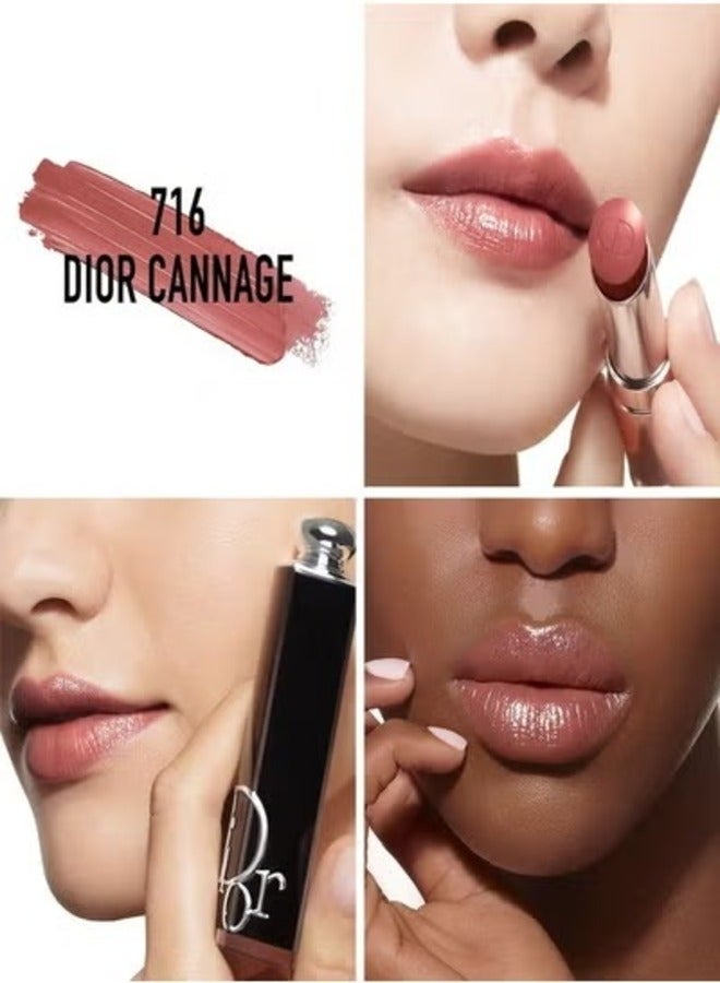DIOR Addict Shine Lipstick - #716 Dior Cannage (3.2g) Hydrating High-Shine Brown Lipstick - Image 2
