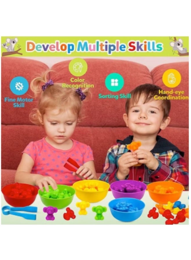 الأطفال العد ألعاب كوالا ، لعبة مطابقة مع فرز الأوعية للتعلم قبل المدرسي تصنيف اللون ومجموعة اللعبة الحسية - Image 2
