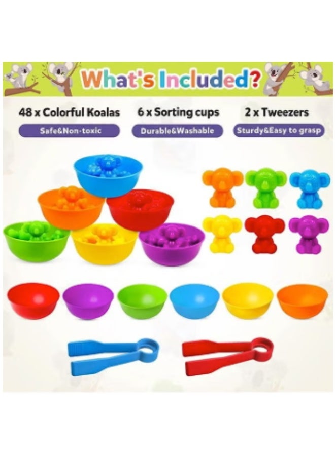 الأطفال العد ألعاب كوالا ، لعبة مطابقة مع فرز الأوعية للتعلم قبل المدرسي تصنيف اللون ومجموعة اللعبة الحسية - Image 4