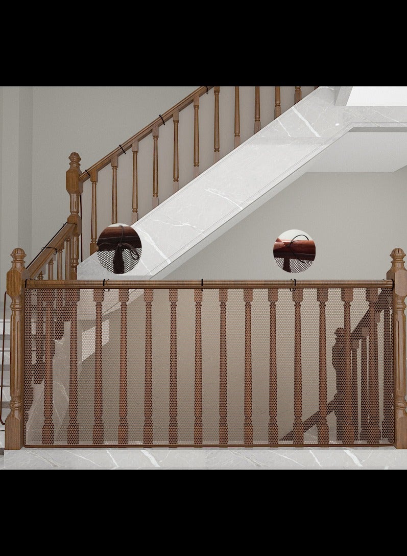 Craftman Banister Guard for Baby - 78cm x 3m, Child Safety Net, Rail Balcony Banister Stair Mesh for Kids, Toys, Pets ,A Set of 2, Brown - Image 2