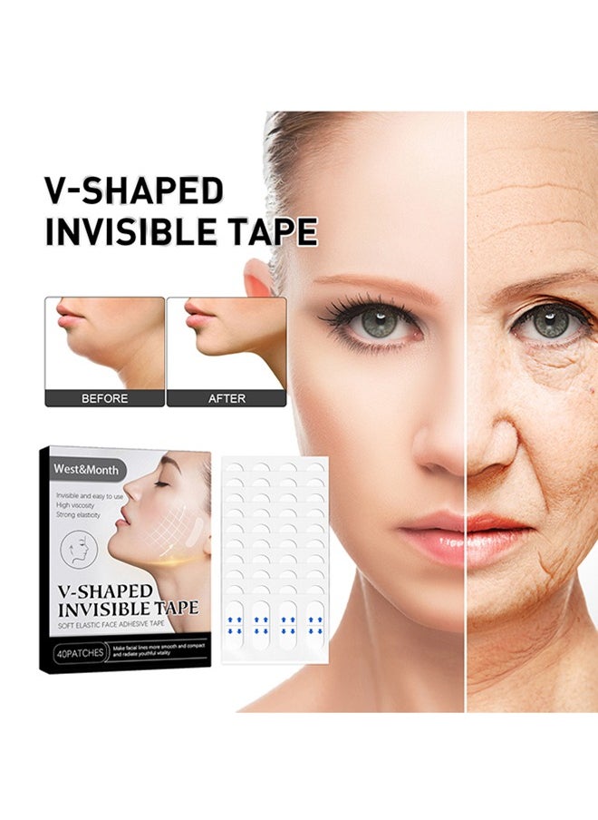 West&Month V-Shaped Invisible Tape-Lifting Sticker Fades Fine Lines, Lifts and Tightens Chin Muscle Shaping Patch Contraction Sticker 40 Patch  - Image 1