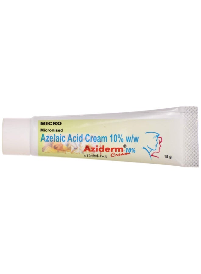 Aziderm 10% Cream Micronised Azelaic Acid Cream 10% w/w for Acne & Blemish Care, 15 g - Image 1