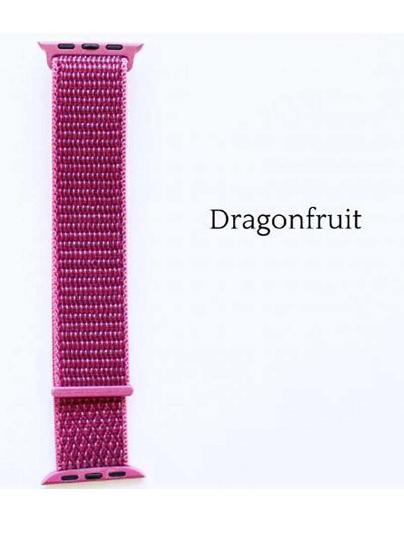 Generic For Apple Watch Series 7 & 8 (45mm) & Apple Watch Ultra (49mm) Nylon Sport Replacement Strap Bands With Adjustable Closure - Dragonfruit 