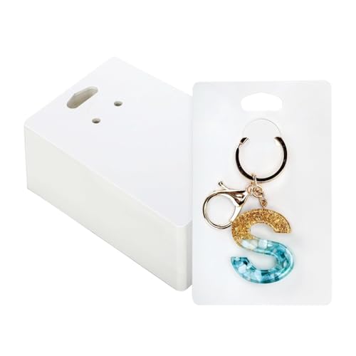 Festiko Keychain Display Cards for Keyring Packaging & Display, 350 GSM Thick Cardstock, 4.7 x 3.1 Inch, Pack of 100, White Keychain Holder Cards – Premium Display for Small Business & Gifting - Image 1