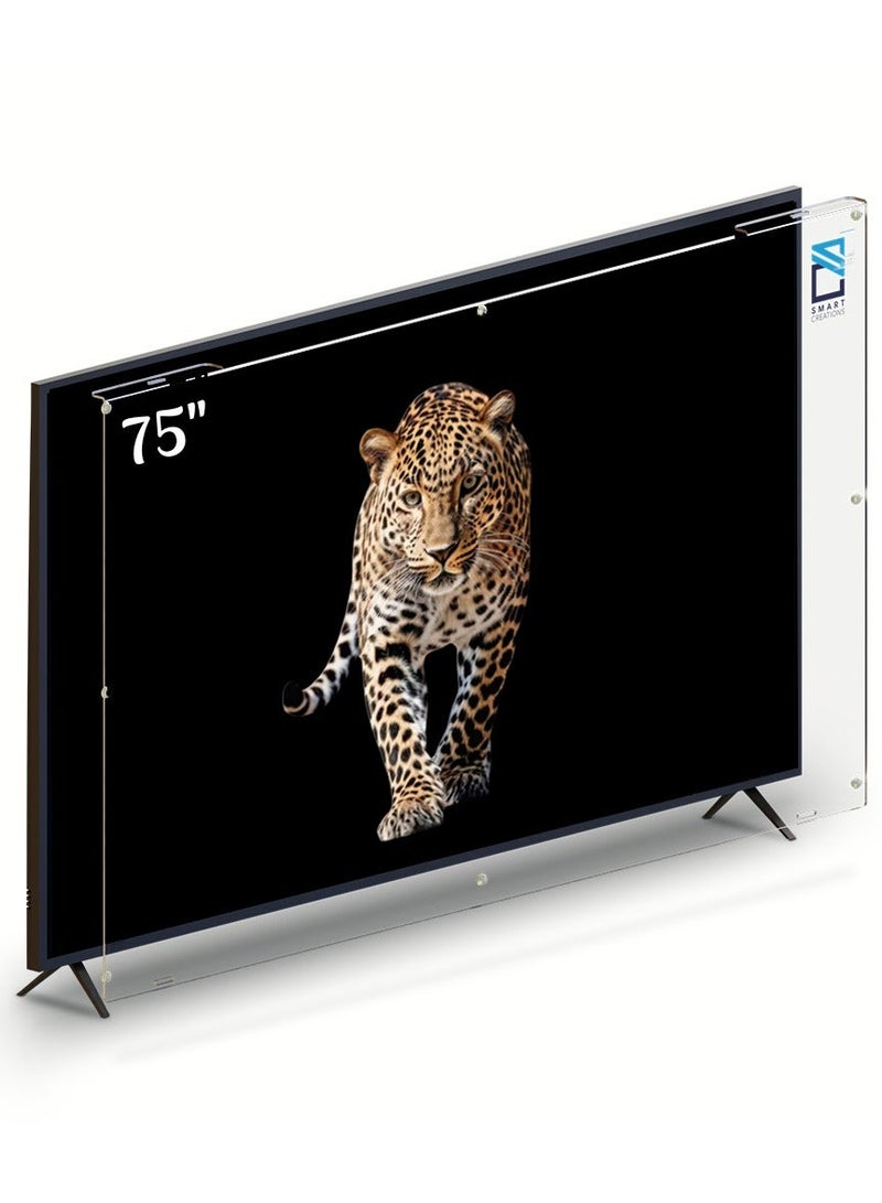 سمارت كريشنز واقي شاشة تلفزيون مقاس 75 بوصة - مقاوم للكسر والخدش والماء، شفاف عالي الوضوح - حماية من الأشعة فوق البنفسجية والانعكاس - يناسب جميع الشاشات المسطحة - أكريليك 3 مم، آمن للأطفال - Image 1