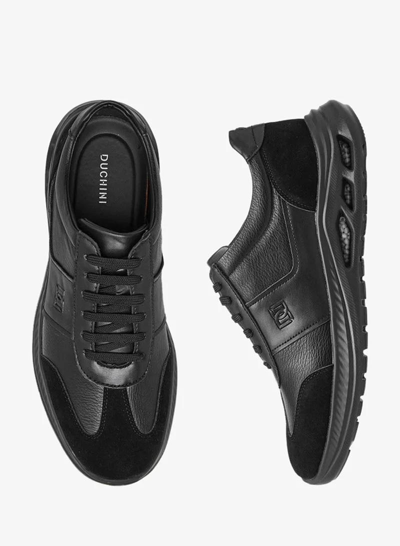 DUCHINI BLACK Men's Panelled Lace-Up Sneakers for Men | Best Price UAE