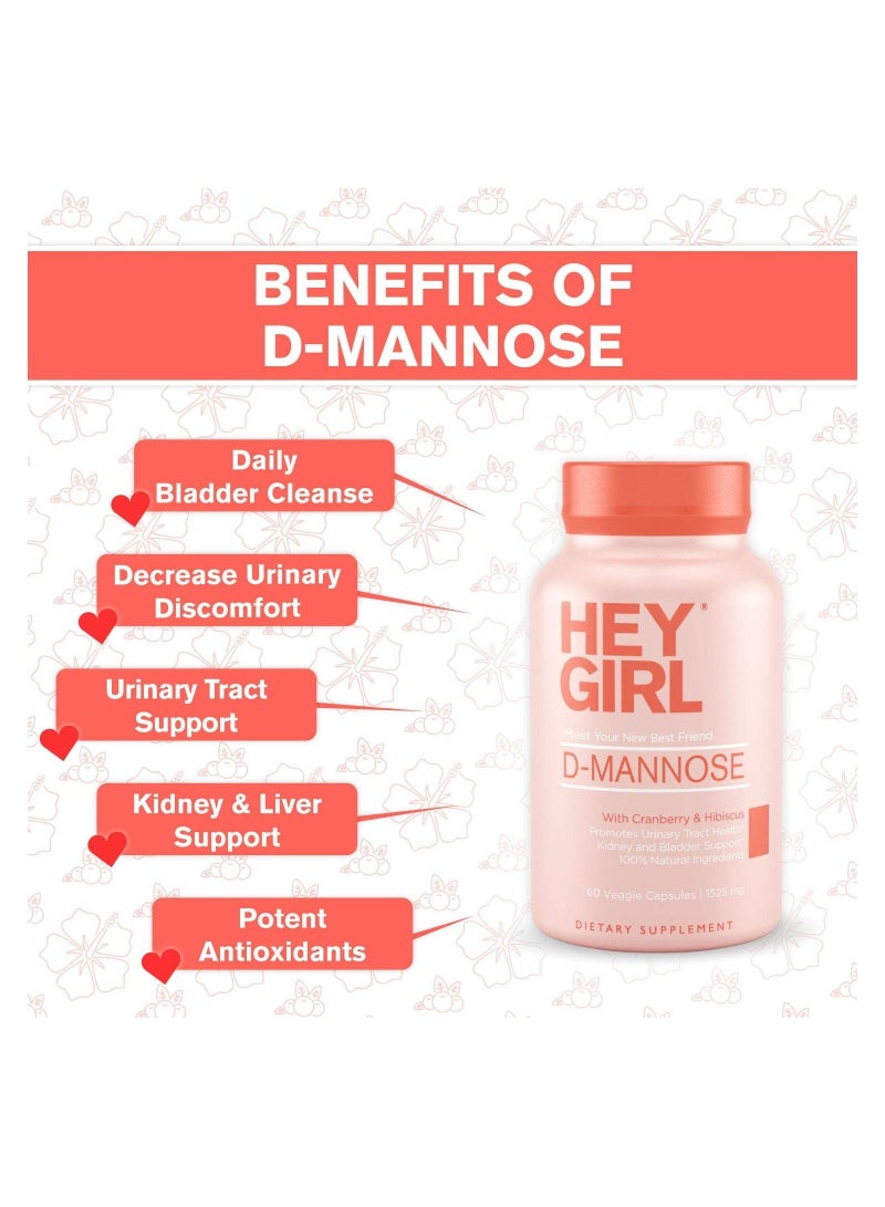 HEY GIRL NUTRITION D-Mannose 60 Veggie Capsules - Image 4
