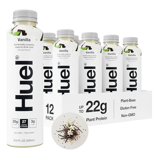 Huel Ready-to-Drink | Vanilla Meal Replacement Drink | High Protein Drink | Nutritionally Complete, Low Sugar, High Fiber, Plant Based, Vegan, Healthy | 20g Protein Per Bottle, 16.9 Fl Oz (12 Pack) - Image 1