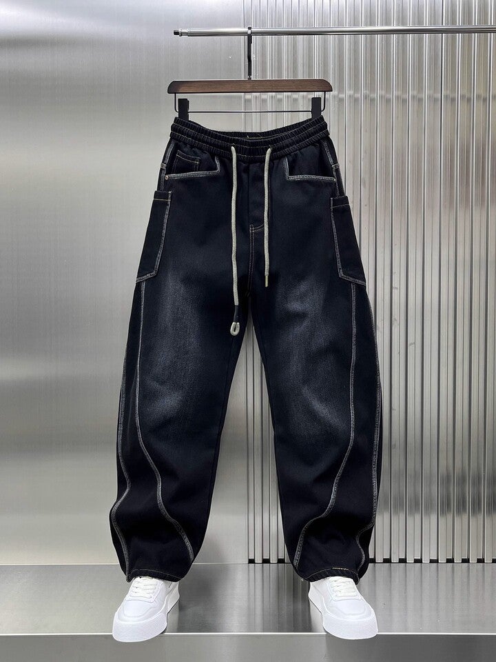 Unisex Classic Denim Jeans Loose Fit Daily Outdoor Wear - Image 1