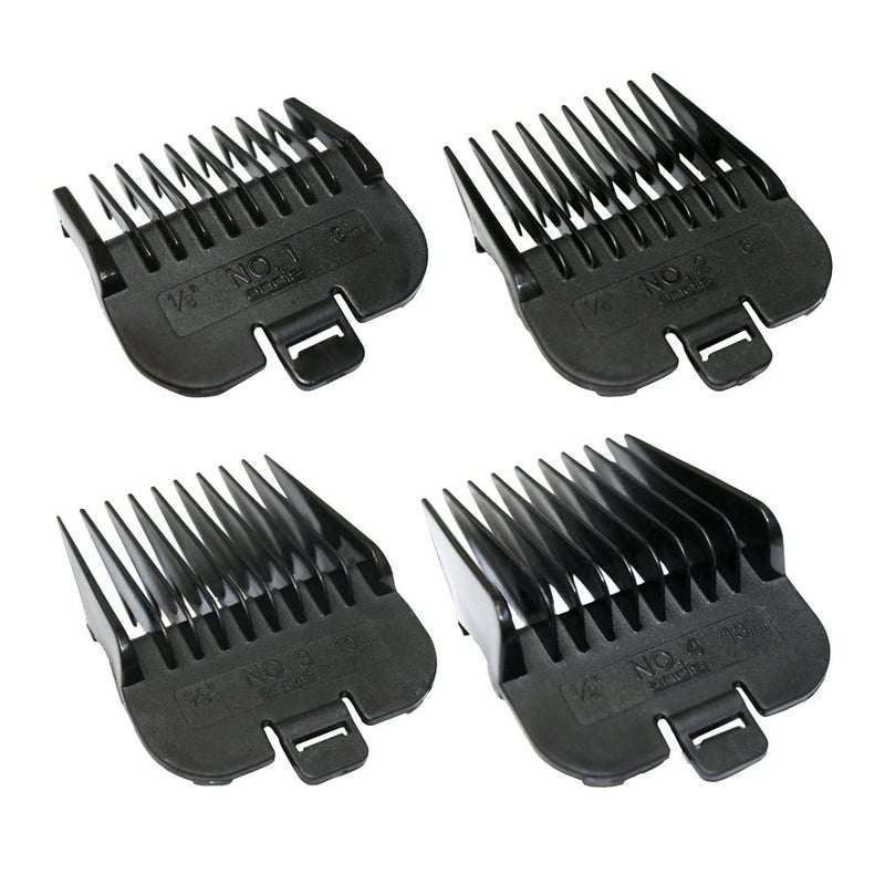 Andis 4 Piece Attachment Pet Clipper Comb Set Different Sizes, Ensures Smooth Cuts For Different Hair, Prevents Direct Contact Between Carbon Steel Blade And Scalp Safe For Pets, Sizes: 1/8", 1/4", 3/8", 1/2", Black - Image 2