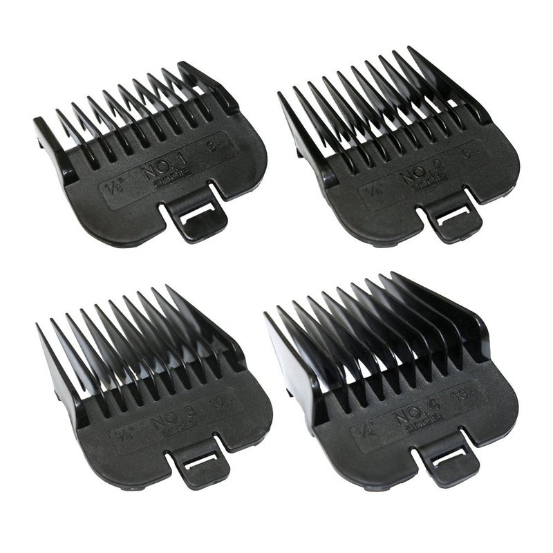 Andis 4 Piece Attachment Pet Clipper Comb Set Different Sizes, Ensures Smooth Cuts For Different Hair, Prevents Direct Contact Between Carbon Steel Blade And Scalp Safe For Pets, Sizes: 1/8", 1/4", 3/8", 1/2", Black - Image 1