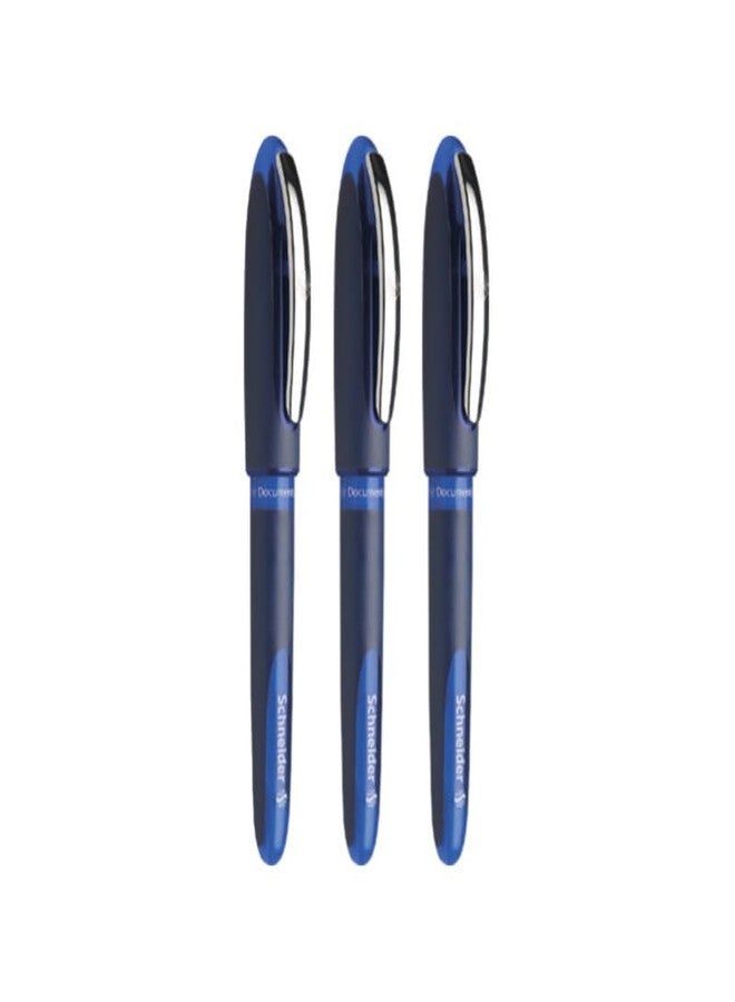 Luxor Schneider One Business Roller Ball Pen - Blue | 0.6 mm | 2200 mtrs writing length | Waterproof Ink | Consistent ink flow | Ideal for Professionals-Office essential | Pack of 3